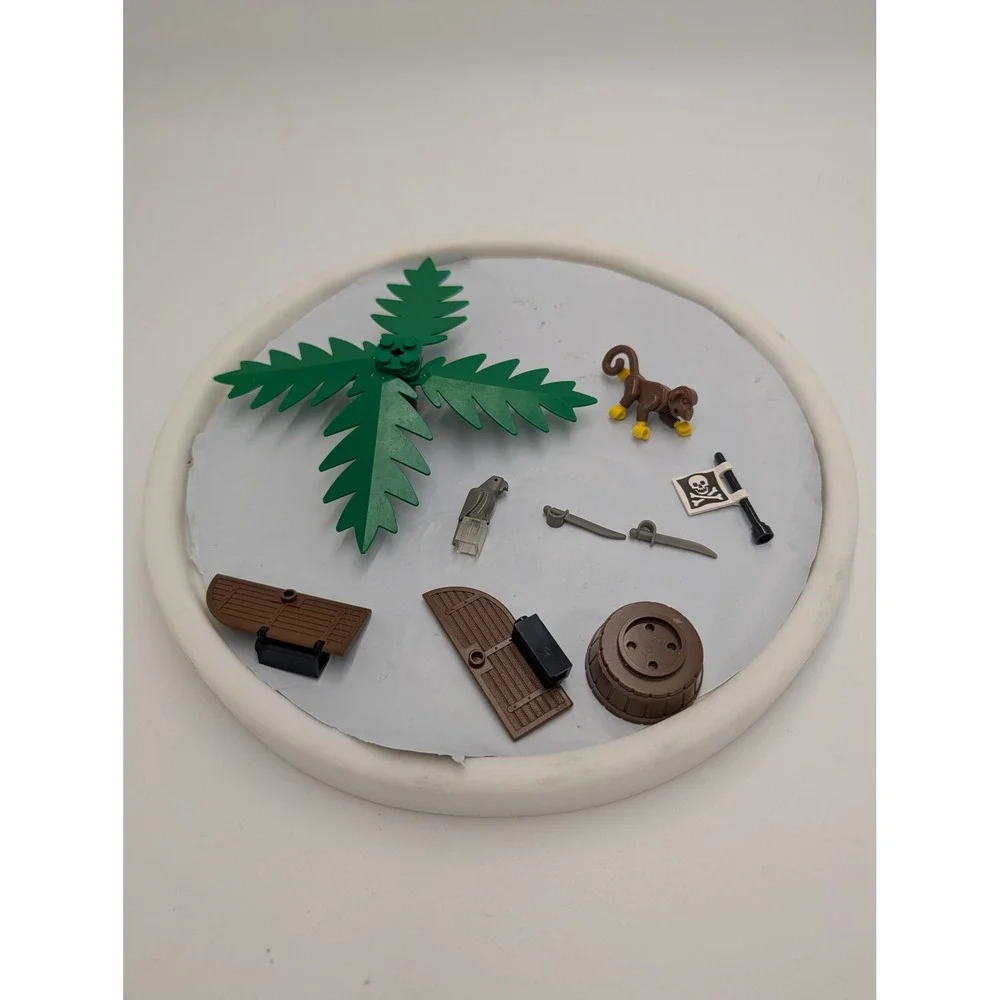 Lego‎ Pirates Lot Monkey Palm parrot Jolly Roger Flag Cutlass Sword Barrel